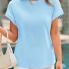Womens Summer Cap Sleeve T-Shirts Casual Loose Fit Tunic Tops Crew Neck Tee Shirts