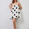 Women’s Polka Dot Bubble Mini Dress Strapless Backless Loose Fit Tube Dress Elegant Pleated Elastic Beach Dress
