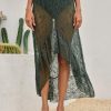 Womens Lace Maxi Skirt Summer High Low Asymmetrical Sheer Y2K Sexy Beach Cover-up Long Skirts