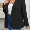 Womens Plus Size Casual Blazers Open Front Long Sleeve Work Office Suit Jackets Black