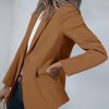 Womens Blazers Open Front Long Sleeve Suit Jackets Business Casual Outfits Brown