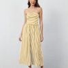 Women Striped Strapless Flowy Maxi Dress Backless Patchwork Tube Top Dress Summer Party Formal Long Dresses
