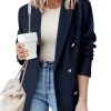 Womens Double Breasted Blazer Jackets Casual Blazers Open Front Long Sleeve Lapel Collar Work Office Jackets Blazer