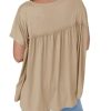 Women Summer Babydoll Tops Pleated Short Sleeve Crew Neck Peplum Blouse Casual Loose Fit T Shirts