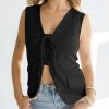 Womens Tie Front Blazer Vest Summer Sleeveless V Neck Tank Top 2025 Casual Business Waistcoat