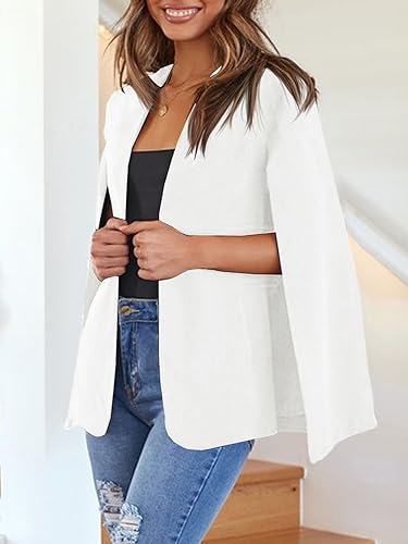 Women's Casual Cape Blazer Jackets Split Sleeve Open Front Elegant Evening Party Workwear