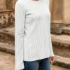 Womens Long Sleeve Fuzzy Tunic Tops Knit Casual Dressy Pullover Sweatshirt Fall Loose Fit Crew Neck Shirts Blouse