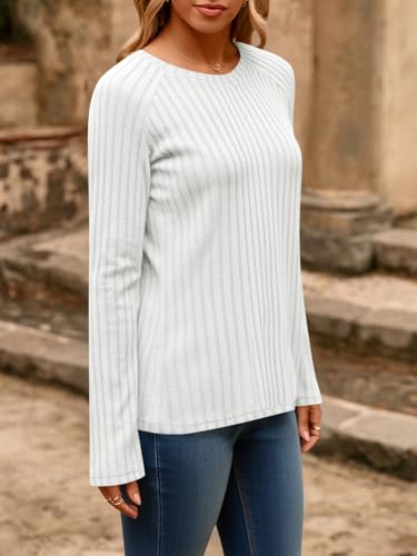 Womens Long Sleeve Fuzzy Tunic Tops Knit Casual Dressy Pullover Sweatshirt Fall Loose Fit Crew Neck Shirts Blouse
