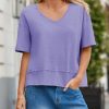 41tp62tmsmL.jpg Womens Summer V Neck T Shirts Casual Short Sleeve Flowy Tops Cute Loose Fit Basic Tees