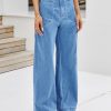 Womens Wide Leg Jeans High Waisted Stretchy Baggy Loose Denim Casual Pants with Pockets