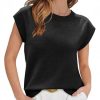 Womens Cap Sleeve Sweater Vest Summer Casual Sleeveless Knit Tank Tops Loose Fit Crew Neck Shirts Pullover