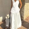 Womens Button Down Suit Vests Casual Business V Neck Waistcoat Tops Summer Fitted Work Office Sleeveless Blazer