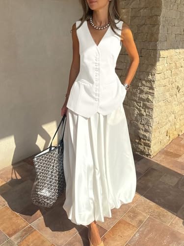Womens Button Down Suit Vests Casual Business V Neck Waistcoat Tops Summer Fitted Work Office Sleeveless Blazer