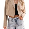 Cropped Blazers for Women Business Casual Open Front Long Sleeve Suit Jacket Trendy Oversized Work Office Blazer