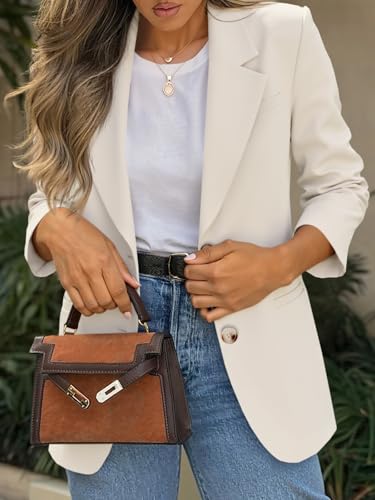 Womens Business Casual Blazers Long Sleeve Button Down Work Suit Jackets Lapel Collared Lightweight Blazer