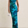 Womens Summer Printed Tube Maxi Dress Strapless Bodycon Sleeveless Night Out Long Dresses