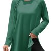 Womens Long Sleeve Tunic Tops Side Slit Crew Neck Oversized T Shirts Fall Casual Loose Fit Basic Tees Shirts