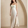 Women's Pleated A Line Tube Dress Elegant Strapless High Waisted Long Flowy Dresses