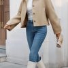 Womens Cropped Pea Coat Casual Button Down Short Jackets Fall Winter Outerwear
