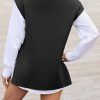 Womens V Neck Sleeveless Sweater Vest Oversized Ribbed Knit Side Slit Pullover Tank Tops