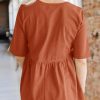 Womens Summer Babydoll Tops Oversized Short Sleeve Crewneck T Shirts Peplum Casual Loose Blouse