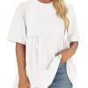 Womens Summer Babydoll Tops Oversized Short Sleeve Crewneck T Shirts Peplum Casual Loose Blouse