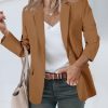 Womens Blazers Open Front Long Sleeve Suit Jackets Business Casual Outfits Brown