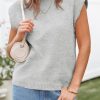 Womens Cap Sleeve Sweater Vest Summer Casual Sleeveless Knit Tank Tops Loose Fit Crew Neck Shirts Pullover