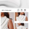 Womens Mock Neck Satin Tank Tops Business Casual Work Ruched Blouses Summer Corporate Outfits