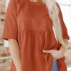Womens Summer Babydoll Tops Oversized Short Sleeve Crewneck T Shirts Peplum Casual Loose Blouse