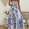 Womens Summer Dresses Allover Print Ruffle Hem Tube A-Line Maxi Dress