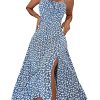 Women's Summer Split Thigh Spaghetti Strap Cami Midi Floral Dress