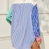 515TSRDcGyL.jpg Womens Color Block Striped Button Down Shirts Oversized Trendy Casual Blouses Long Sleeve Tops