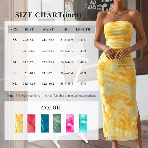 Women's Summer Strapless Dresses 2025 Maxi Bodycon Tube Top Dress Floral Beach Vacation Clothes for Women