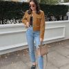 Womens Cropped Tweed Blazers Jacket Collarless Button Down Business Casual 2025 Fall Outfits Winter Coats