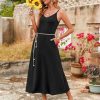 Womens Summer Maxi Dress Spaghetti Strap Casual Printed Dress Boho Floral Beach Sundress,