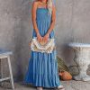 51IyXTlrD2L.jpg Womens Summer Cotton Strapless Elastic Smocked Boho Beach Casual Flowy Maxi Tube Dresses