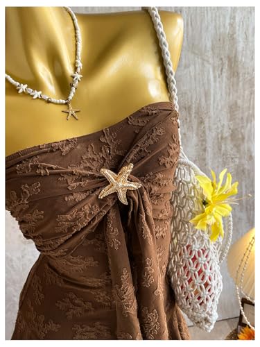 Women's Summer Strapless Tube Dress Drop Waist Ruffle Flowy Mini Dress Beach Sundress