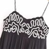 Women's Black Sleeveless Strapless Embroidery Slim Fit Dress Casual Summer Beach Vacation Dresses