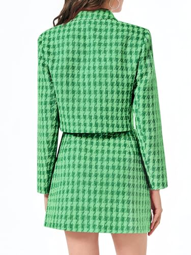 Womens Cropped Tweed Blazer Sets 2 Piece Outfits and Mini Skirt Sets Business Casual Suits