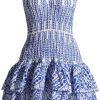 Tube Top Preppy Dress Women Y2k Blue Floral Strapless Mini Dress Vintage Short Going Out Dresses