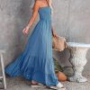 51TVB13qMGL.jpg Womens Summer Cotton Strapless Elastic Smocked Boho Beach Casual Flowy Maxi Tube Dresses