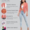 Lightweight Open Front Cardigan Classic Ruched Sleeve Work Office Blazer Suit Jackets
