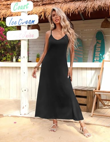 Womens Summer Maxi Dress Spaghetti Strap Casual Printed Dress Boho Floral Beach Sundress,