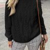 Womens Oversized Cable Knit Sweaters Crew Neck Long Sleeve Fall Chunky Pullover Casual Loose Fit Sweater Tops