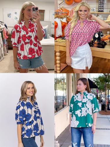 Womens Floral Babydoll Blouse Peplum Puff Sleeve V Neck Tops Casual Pleated Loose Fit Boho Shirts