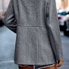 Women's Coat Casual Open Front Blazer Long Sleeve Stand Collar Solid Trench Business Work Office Jacket Outwear