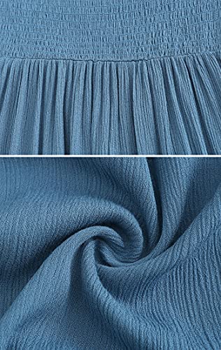 51bvVLzmBsL.jpg Womens Summer Cotton Strapless Elastic Smocked Boho Beach Casual Flowy Maxi Tube Dresses