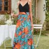 Women Summer 2025 Maxi Dress Vacation Floral Spaghetti Strap Spring Casual Boho Split Beach Long Flowy Sundress