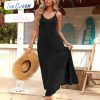 Womens Summer Maxi Dress Spaghetti Strap Casual Printed Dress Boho Floral Beach Sundress,